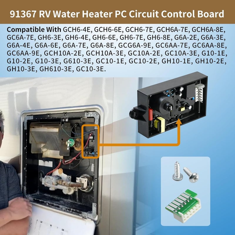 Vanshly 91367 RV Water Heater PC Control Board Replace for Atwood 93307,93865,93253,93257 Compatible with GCH6-4E/6E/7E,G6A-6E/7E/8E GH10-1E/2E/3E GH6-3E/4E/6E/7E - Image 3